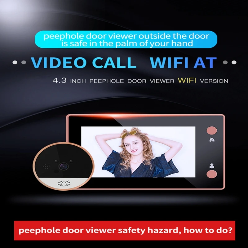 

Wifi APP Door Peephole Viewer HD Digital Infrared PIR Night Vision Motion Detection Doorbell Video Intercom Camera Monitor