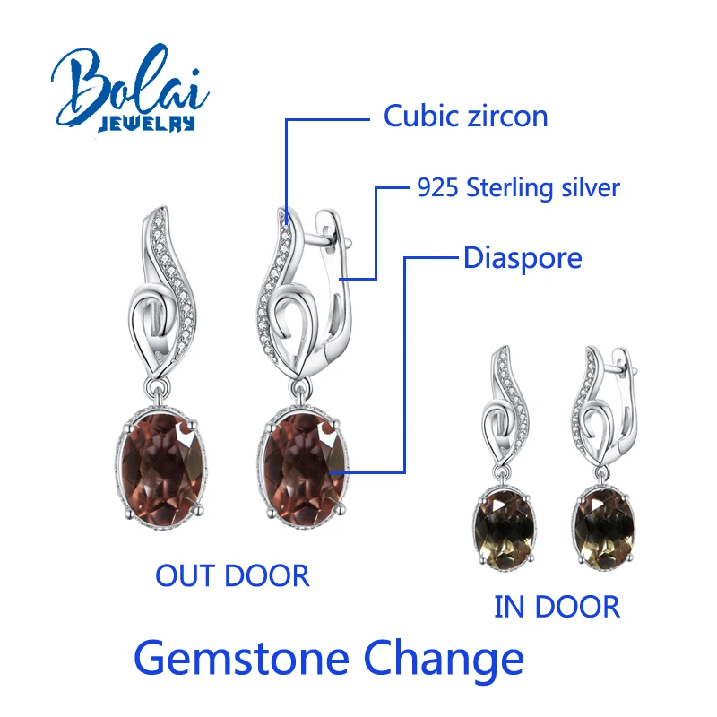 Bolaijewelry серьги с зултанитом из стерлингового серебра 925 пробы драгоценными