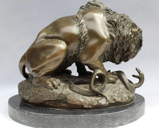 Оптовая продажа фабрики 10 &quotWestern Art Бронзовая Статуэтка Foo Собака Лев Змея базы