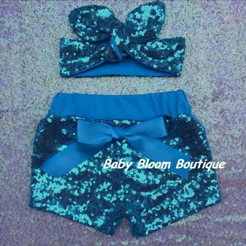 Летние танцевальные шорты с блестками и повязкой на голову для маленьких девочек