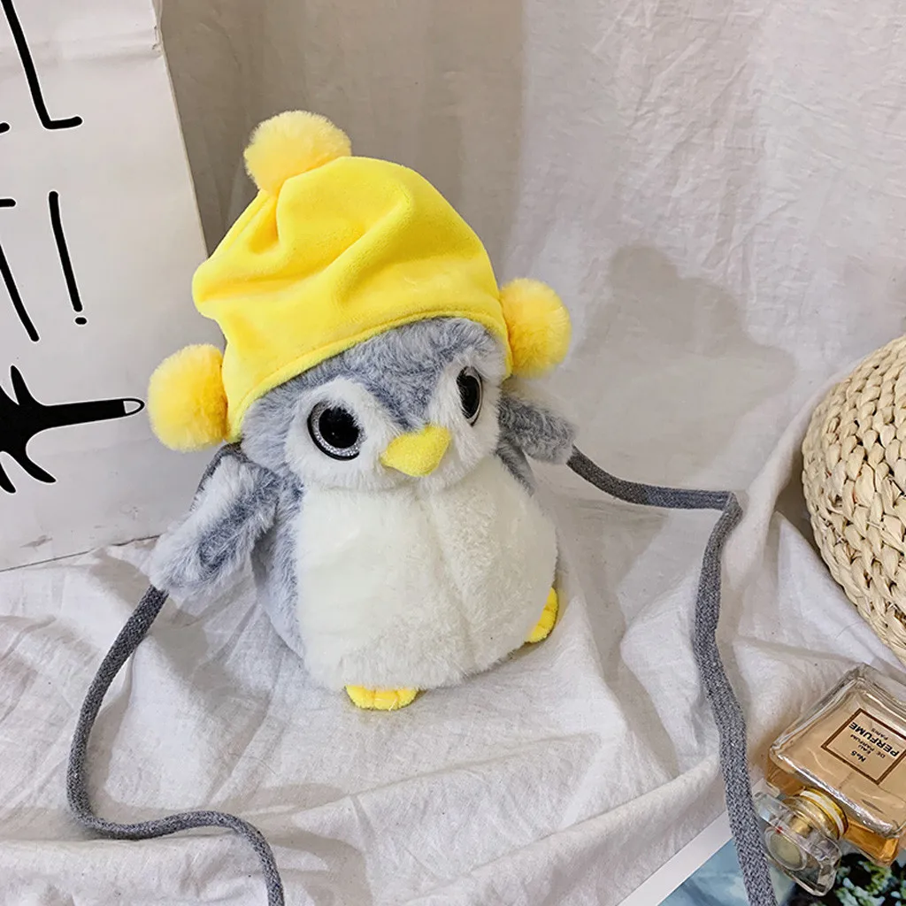 Penguin Doll Fashion Women Girl Cute Fat Penguin-Like Bags Plush Crossbody Bags Weird Bags Girls Boys Doll Bag@39@20