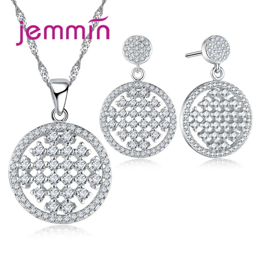 

Round Square Hollow Pendant Jewelry Set 925 Sterling Silver Fine Jewelry Necklace/Earrrings Valentine's Day Gift.