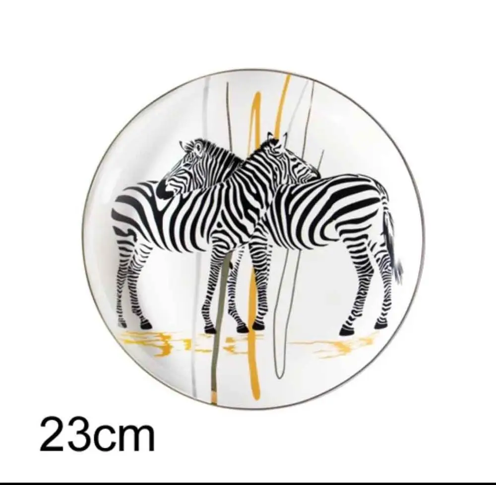 Творческий Керамика Zebra плиты статьи стены подвесные тарелки домашнее декоративное ремесло держатель для фруктов закуски хранения лоток ручной работы плиты - Цвет: 9 inch