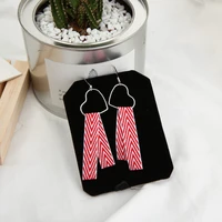 punk 2020 new fashion earrings harajuku retro minimalist love peach heart striped ribbon earrings wholesale sales