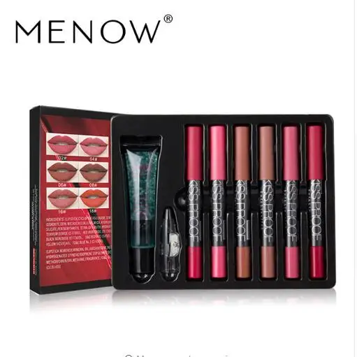 MENOW бренд make up set 6 kiss proof губная помада и точилка для карандашей удаления