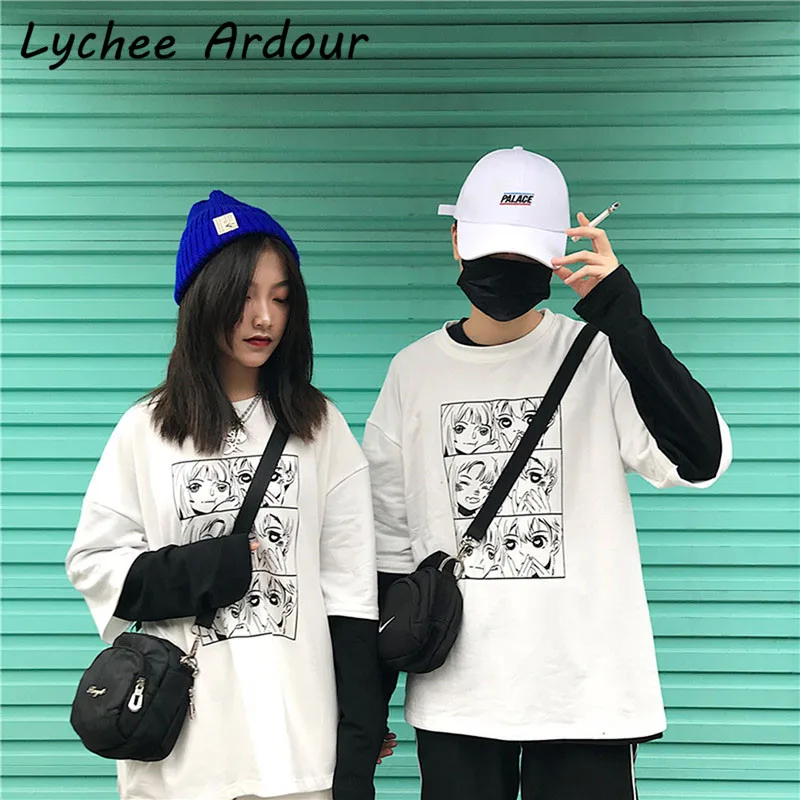 Lychee Ardour характер Лоскутная Толстовка с круглым вырезом и длинным рукавом