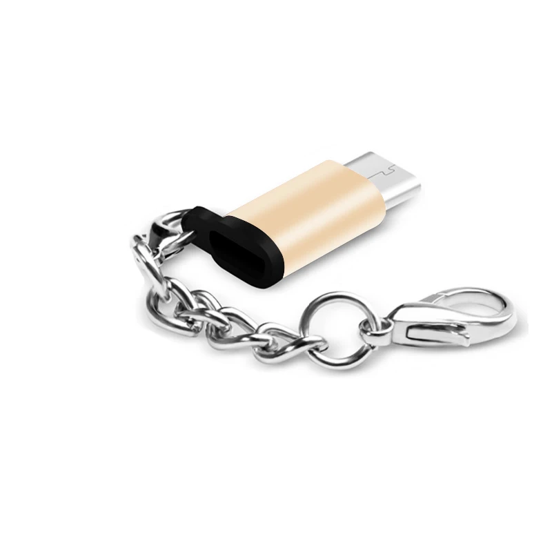 VBNM USB 3,1 C-type OTG адаптер Micro USB-type C Мужской адаптер с цепочкой для samsung S9 Note 8/S8+/LG G5 G6 V20 huawei - Цвет: 1pc Rose Gold