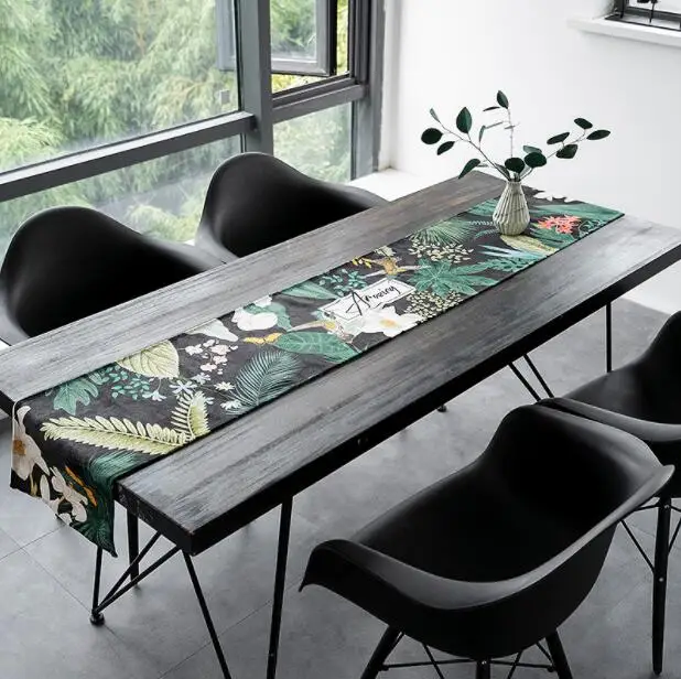 

American Tropical Forest Plant Waterproof Cotton TableCloths Palm Leaf Linen cloth Table Runner Placemat for dining table Cloth