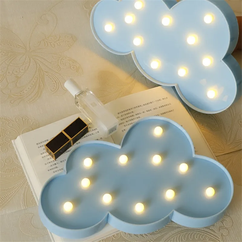 Blue cloud Светодиодный ночник с единорогом, фламинго, домашнее украшение на вечеринку для будущей матери, свадебную вечеринку, настольная лампа 3D со звездой, сердцем, ананасом, рождественским деревом, В - Цвет: Blue cloud