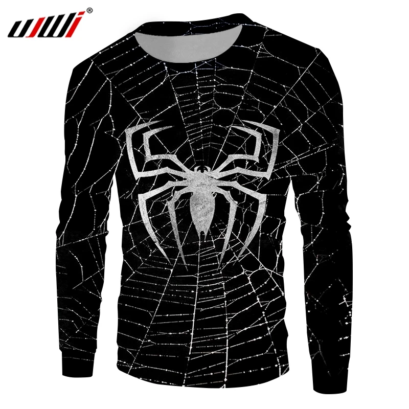 

UJWI Personality Big Size 5XL Mens Sweatshirt 3D Animal New Man Pullover Printed Spider Web Clothing Free Shipping