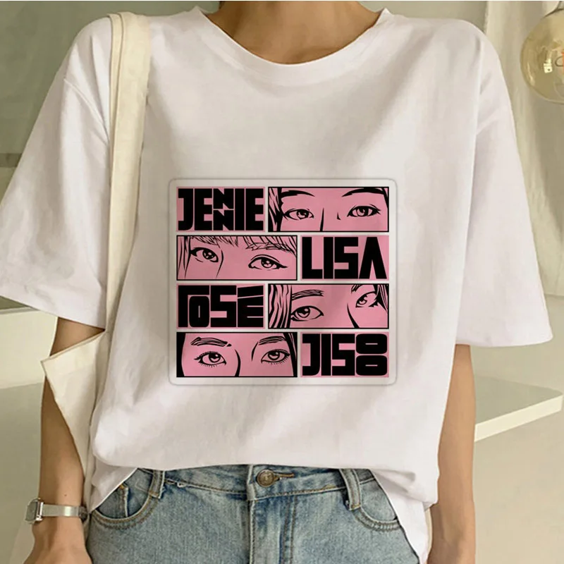 Футболка Kill This Love, Harajuku, черная, розовая футболка, 90 s, мультяшная футболка, женская мода, LISA JISOO, Дженни, роза, топ, футболка для женщин, Ullzang