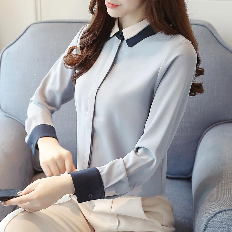 2018 новые весенние шифоновые женские блузки топы Модные Повседневные Блузки с