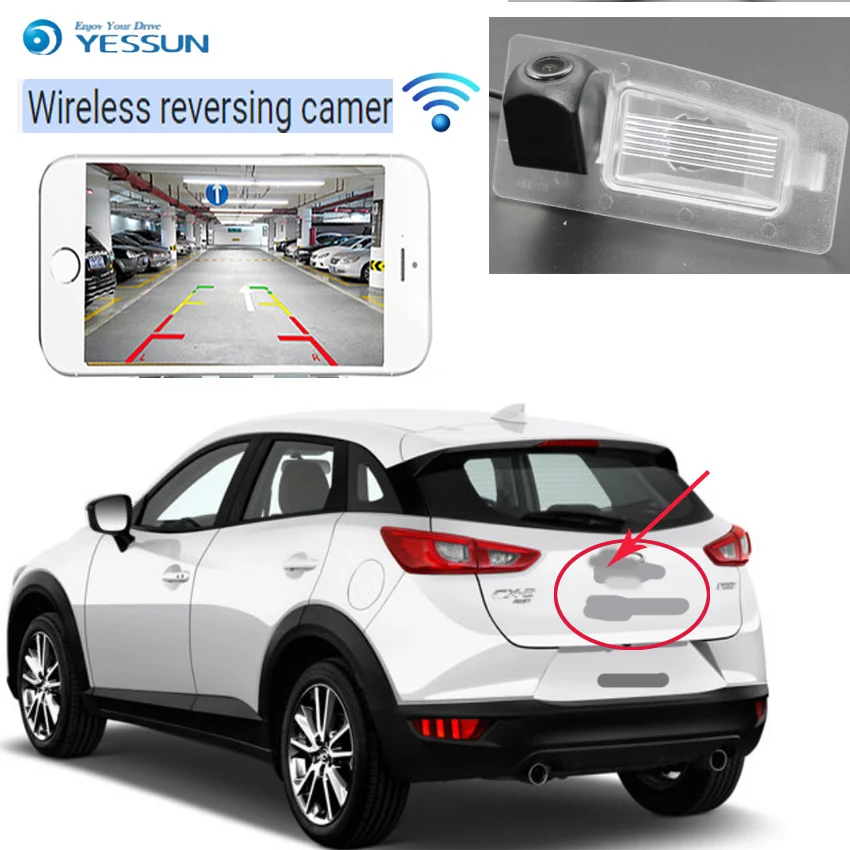 

YESSUN Car new CCD hd Night Vision Backup Rear View wireless Camera For Mazda CX 3 For Mazda 3 Axela BM 4D Sedan 2013~2017