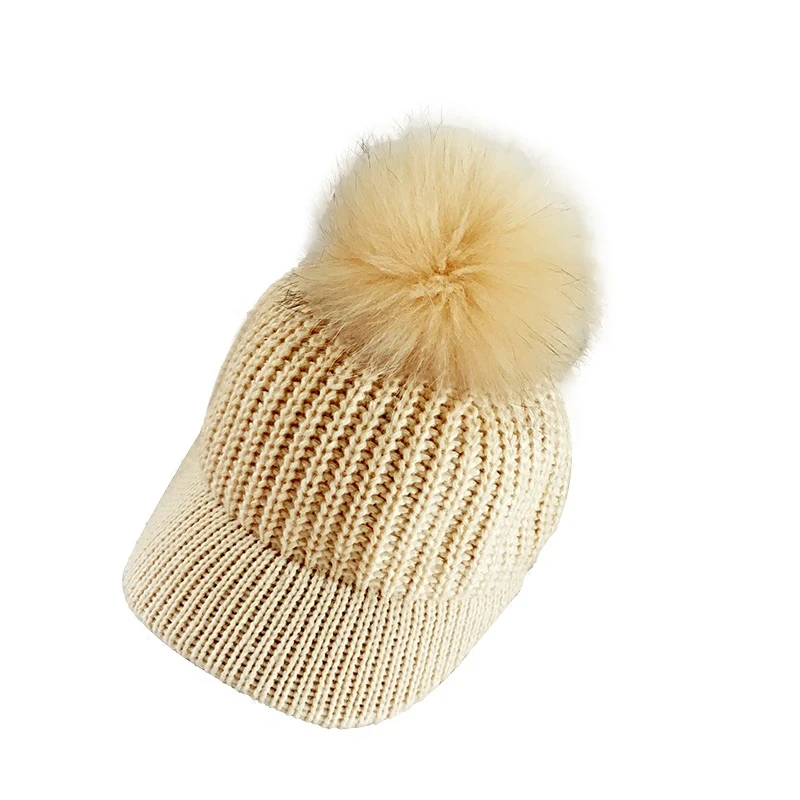 2017 Autumn Winter New Hot Fashion Women Casual Simple Warm Visors Female Thick Knitting Feathers Ball Hats Caps Students | Аксессуары