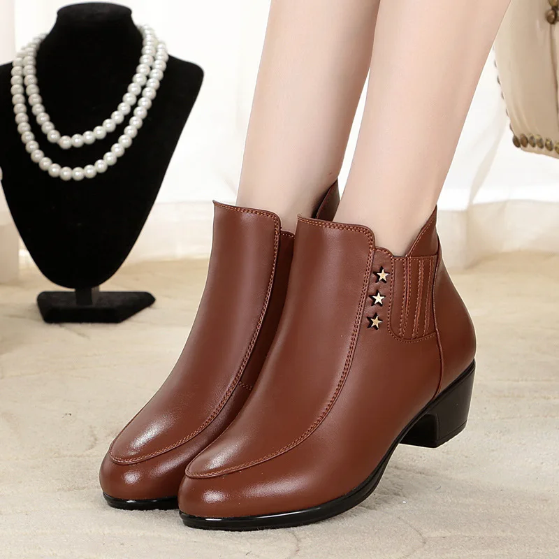 

ZXRYXGS brand shoes women boots Warm comfort plush and wool snow boots 2019 new plus size winter real leather boots thick heel