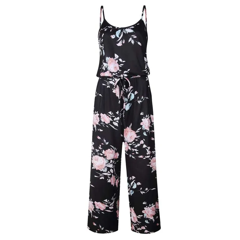 2020 Summer Boho Jumpsuit Women Overalls Beach Romper Floral Long Female Loose Jumpsuits For | Женская одежда