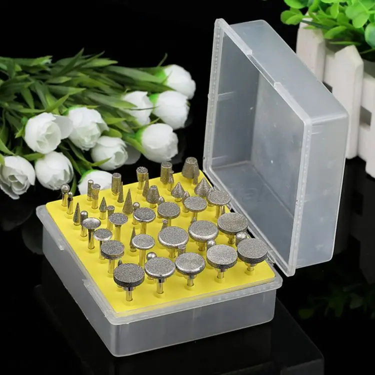 50 шт. Аксессуары Dremel алмазные шлифовальные головки шлифовальные иглы с покрытием шлифовальный стержень 3 мм заусенцы Бур Набор бит для вращающегося инструмента Dremel