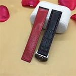 Black red B Новое поступление качественный ремешок для часов из натуральной кожи 19 мм 20 мм 22 мм черный коричневый синий ремешок для часов браслет - Цвет ремешка: Black red B