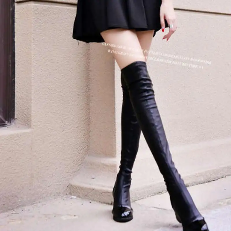 Высокое качество зимние женские сапоги из искусственной кожи Высокие 2017 обувь на