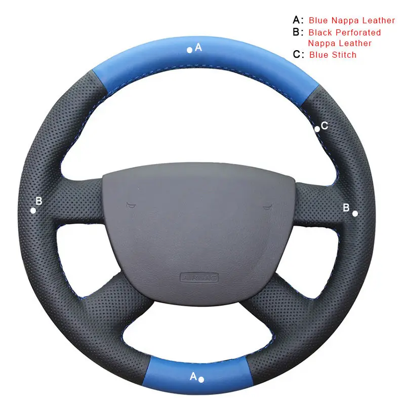 Top Layer Leather Автомобильная оплетка на руль для Ford Focus 2 2005-2011 для Ford Kuga 2008-2011 C-MAX 2007-2010 кожаные чехлы для руля - Название цвета: Top Layer Leather