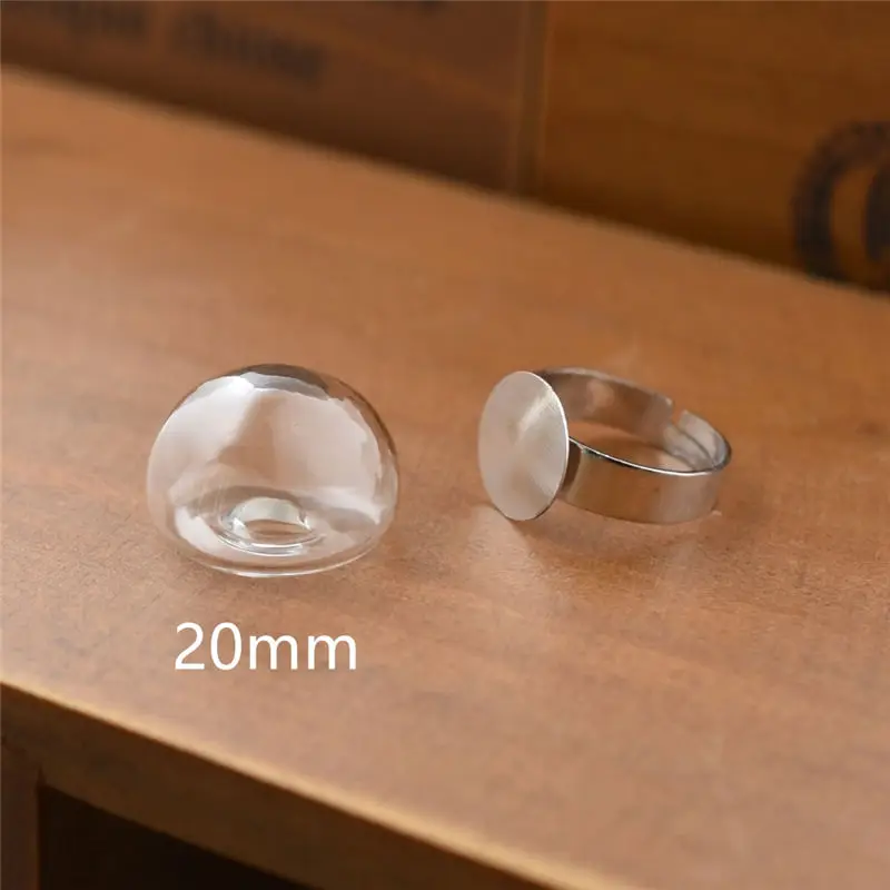semidome 20mm 5 компл. semidome плоский шар Звезда Сердце стеклянный пузырь с кольцом база набор стеклянные круглые украшения результаты стеклянный флакон кольцо - Цвет основного камня: semidome 20mm