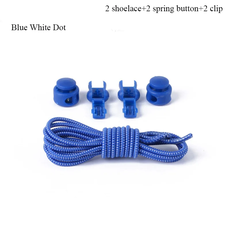 Blue White Dot Шнурки без завязок, растягивающиеся шнурки, фиксирующий башмак, эластичные шнурки для кроссовок, детские шнурки, шнурки для бега/триатлона - Цвет: Blue White Dot