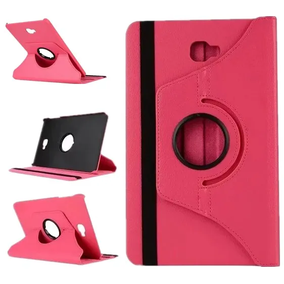 rose red Чехол для Samsung Galaxy Tab A 10,1 T580 T585 SM-T580-T585 360 градусов вращающийся кожаный чехол для планшета+ протектор экрана - Цвет: rose red