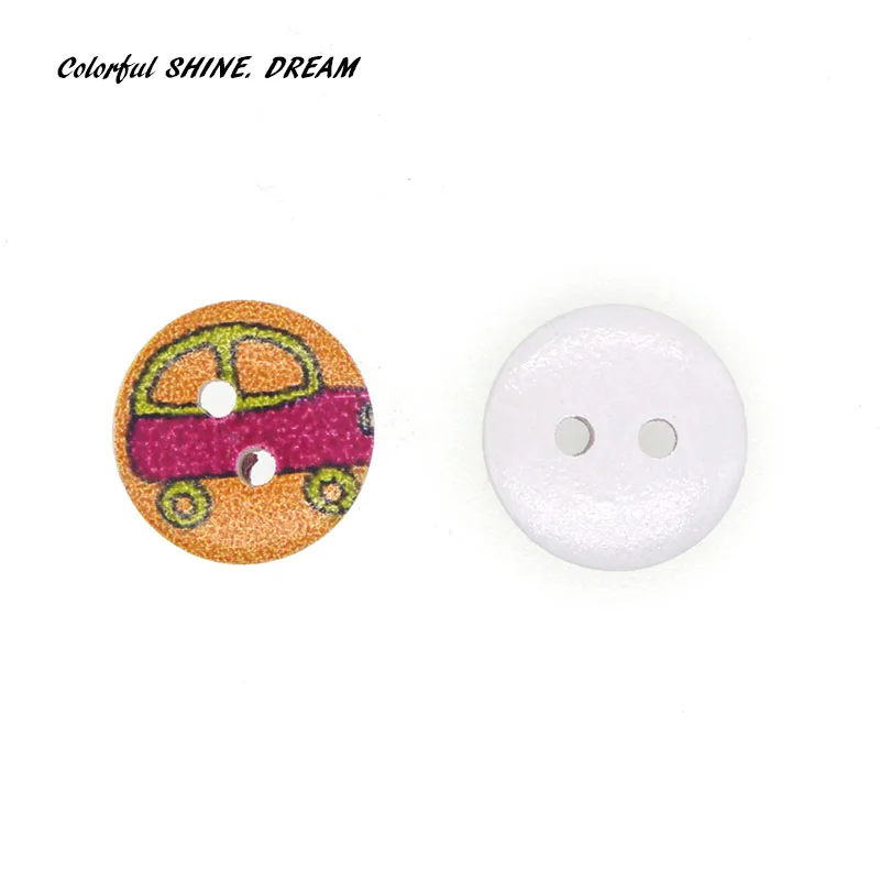 20 шт оптом пуговицы из натурального дерева круглые Мультяшные смешанные