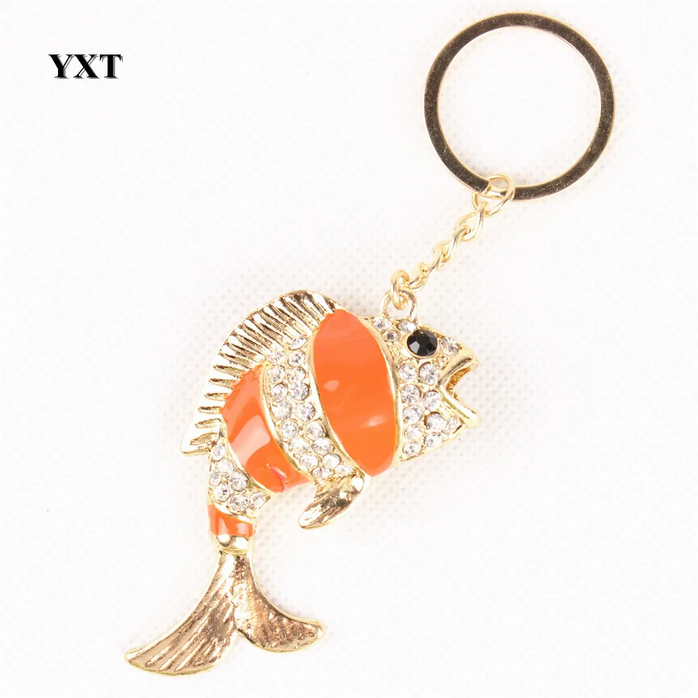 10PCS Lovely Carp Fish Cute Crystal Rhinestone Charm Pendant Purse Handbag Car Key Ring Keychain Party Wedding Gift Accessories | Украшения