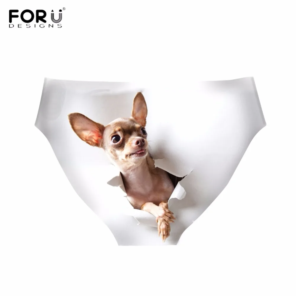 FORUDESIGNS/забавные женские трусы с 3D принтом собаки чихуахуа модные для