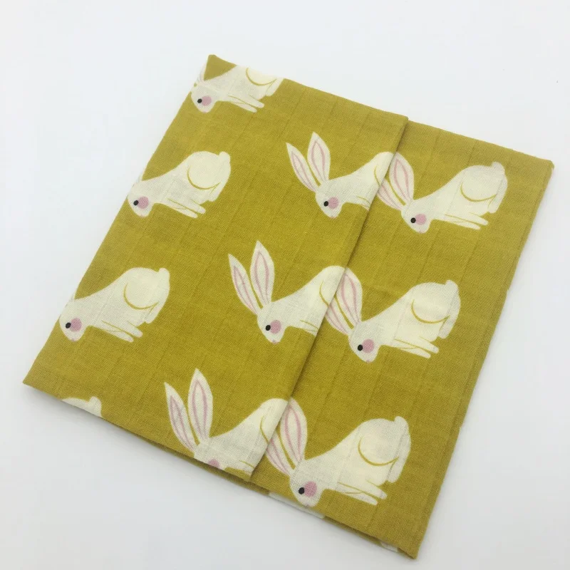 Yellow rabbit Детская отрыжка, 1 шт., газовые детские нагрудники банданы из органического хлопка с рисунком животных, мягкие дышащие детские нагрудники, полотенце для новорожденных, шарф - Цвет: Yellow rabbit