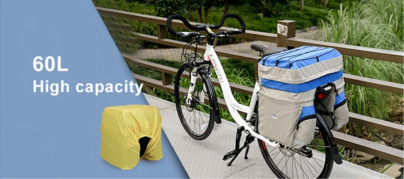 Сумка-переноска для велосипеда, 60л, задняя стойка для багажника, велосипедная багажная сумка на заднее сиденье, две сумки, велосипедное седло для хранения, дождевик