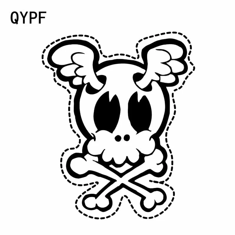 QYPF 13*15 9 см крутые крылья и черепа украшение автомобиля Наклейка Винил Черный
