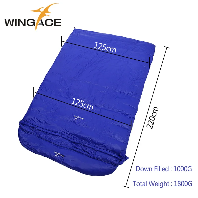 WINGACE заполнить 1000 г 2000 3000 г 4000 5000 г утка вниз конверт спальный мешок для кемпинга на открытом воздухе Пеший Туризм взрослых двойной спальные мешки - Цвет: Blue 1000G