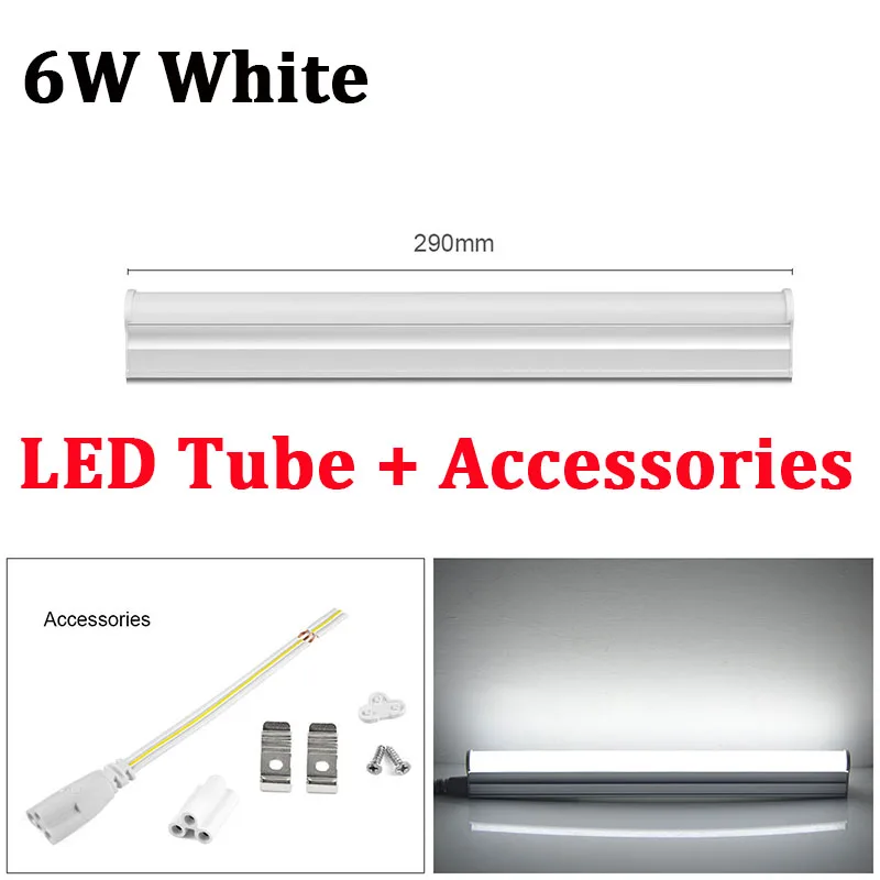 6W White T5 светодиодный лазерная трубка 60 см 30 220V 230V Светодиодный лампа 10 Вт 6 Вт светодиодный люминесцентная лампа для Внутреннее освещение кухни 2835 SMD светодиодный светильник Тубо - Испускаемый цвет: 6W White
