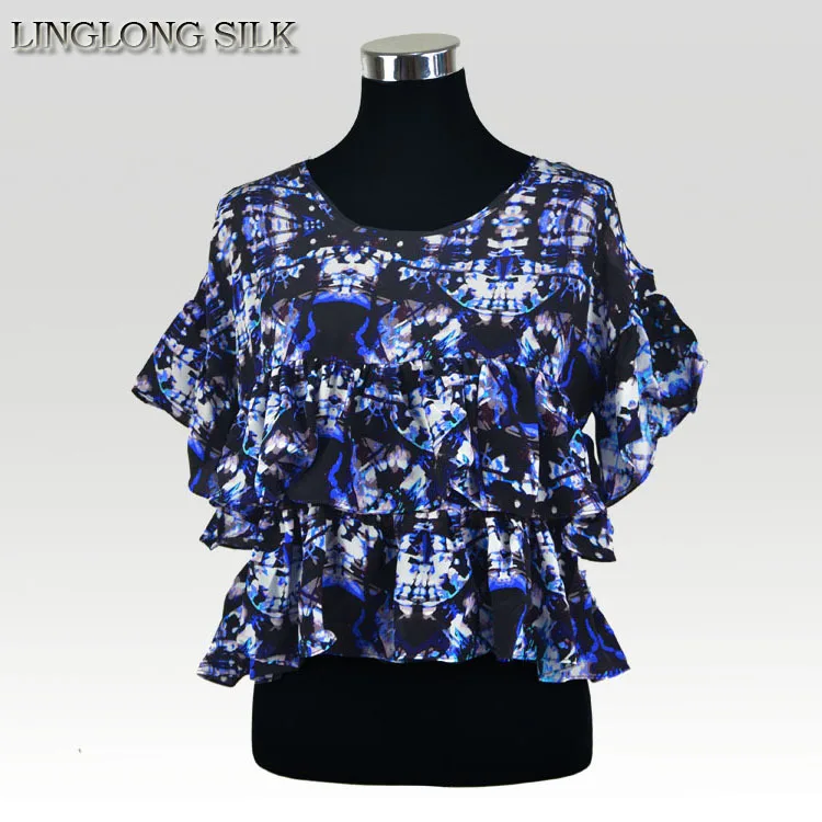 100% Шелковая креп-рубашка из чистого натурального шелка модные женские летние
