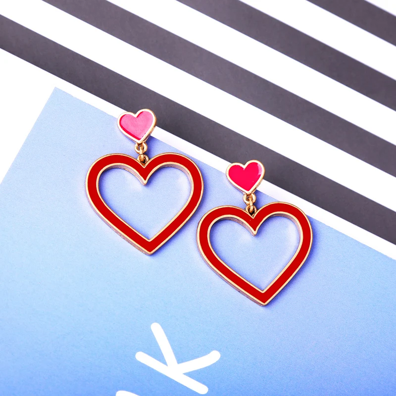 Серьги для женщин 4 комплекта эмалевые синие красные полые звезды сердце