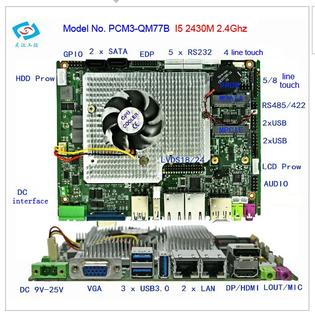 

Tablet pc motherboard with I5 2430M CPU 2.4GHz PCM3-QM77B