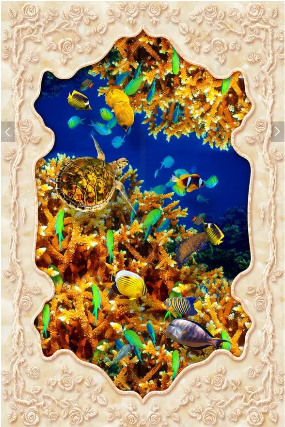 Фотообои на заказ объемные фрески потолок нетканые обои с изображением морского