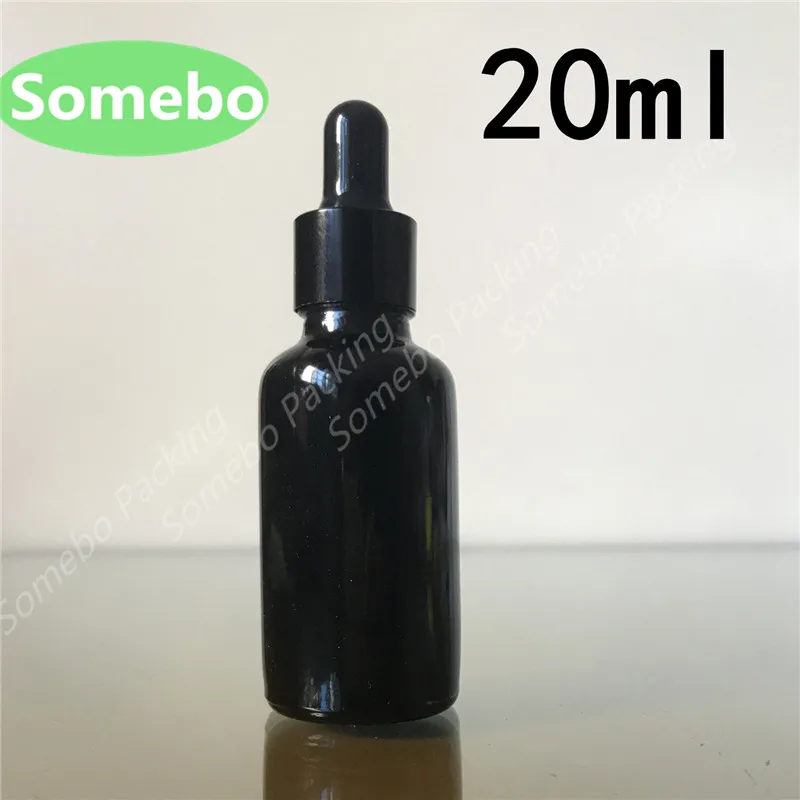 

Hot sale 200pcs/lot 20ml Shiny Black Glass Bottle With Dropper,20CC Black Glass Bottle, Glass Dropper Bottle