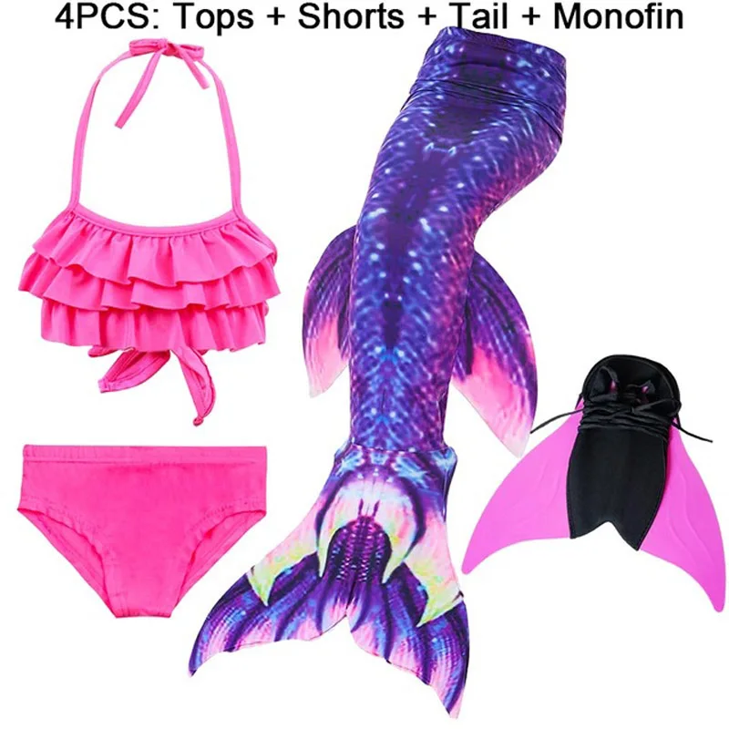 4 шт./компл. Детские спальные мешки с изображением Русалочки хвосты для плавания