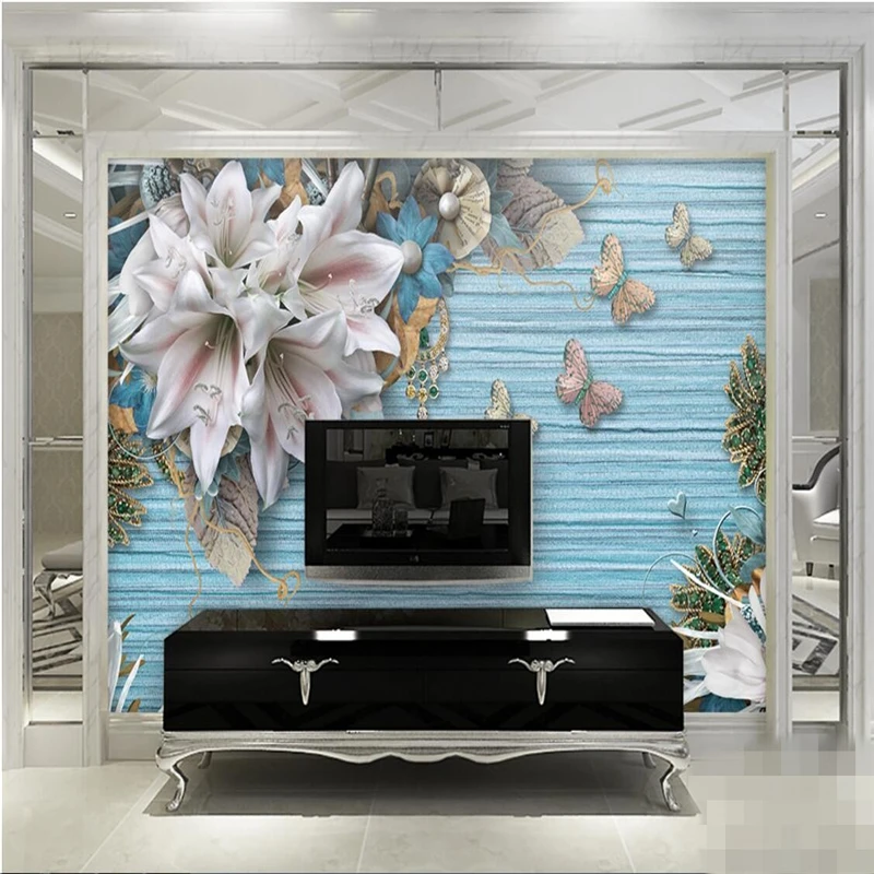 beibehang Wallpaper Mural Wall Sticker Mediterranean Retro Flower Jewelry TV Background papel de parede | Обустройство дома