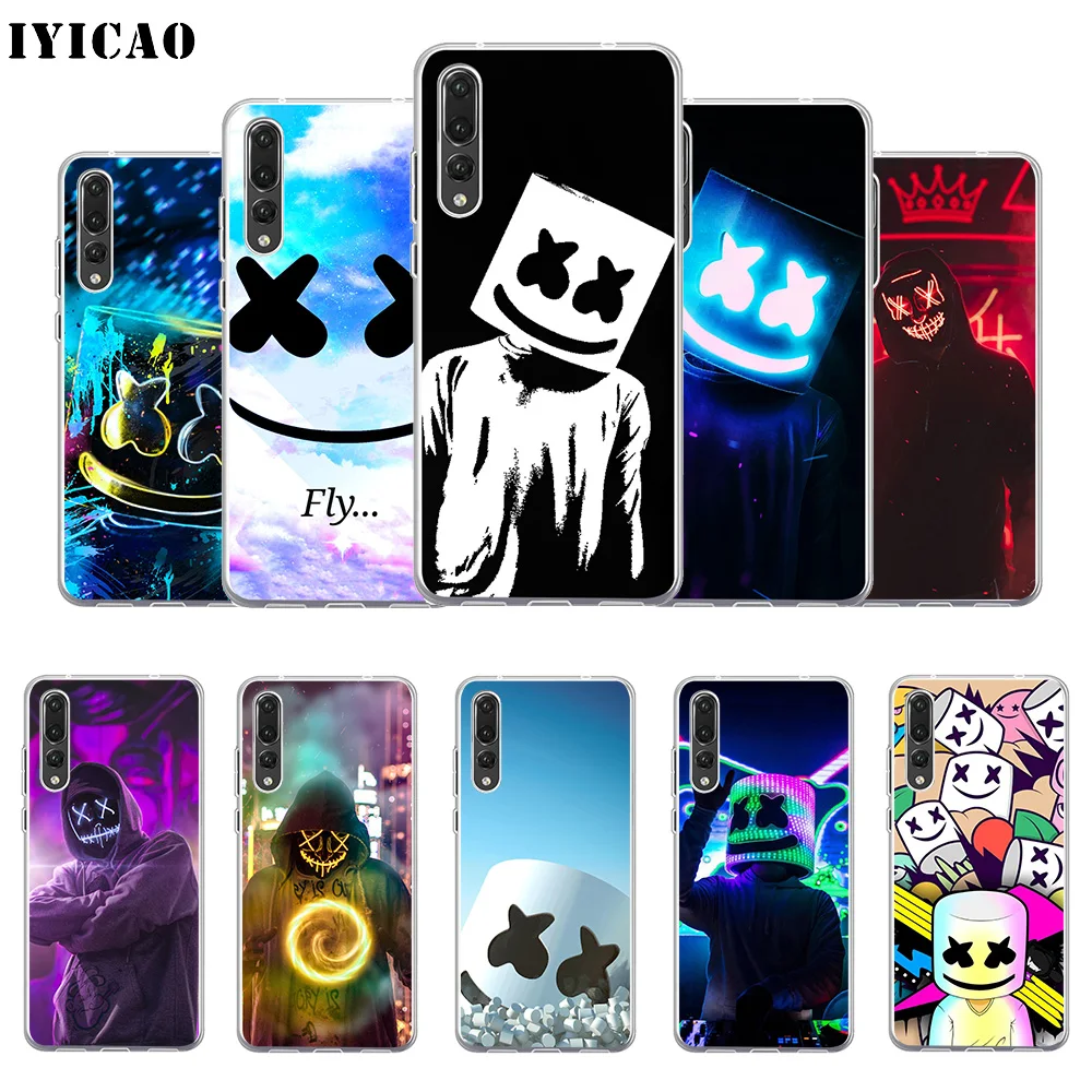 Чехол для телефона IYICAO Marshmello DJ мягкий силиконовый чехол из ТПУ Huawei P30 P20 Pro P10 P9 P8 Lite