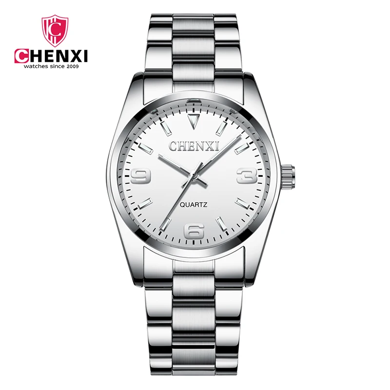 White L Женские часы-браслет женские CHENXI кварцевые часы relogio feminino цифровые часы для девочек кожаные часы женские наручные водонепроницаемые - Цвет: White L