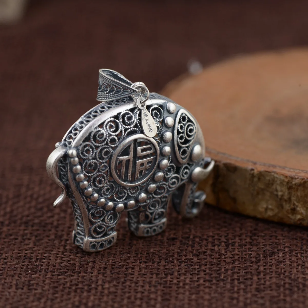 pendant 990 Silver silver wholesale filaments two-sided three-dimensional elephant sweater chain style female model | Украшения и