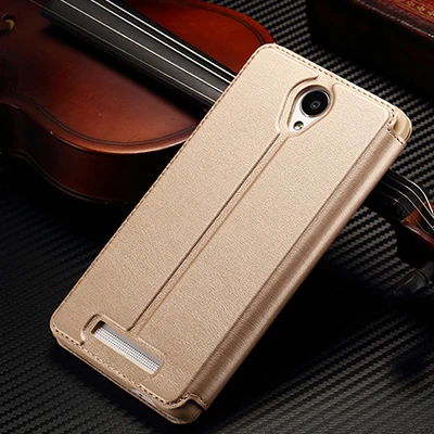 Для xiaomi redmi note 2 чехол высокого качества из искусственной кожи умный флип-чехол с подставкой Чехол s для xiaomi redmi note 2 чехол и Окно просмотра - Цвет: Gold