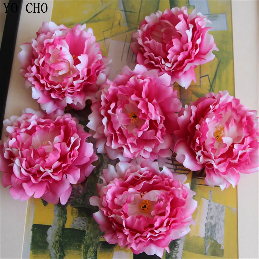 Венок из искусственного шелка с изображением пиона и цветочной головы