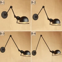 new vintage industrial style loft creative minimalist long arm wall lamp adjustable handle metal rustic light sconce fixtures