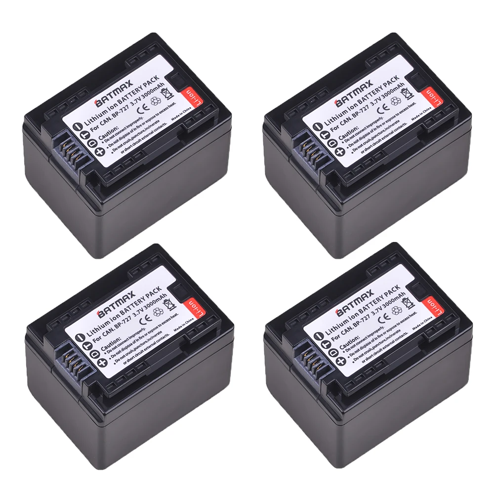 4 шт. 3000 мАч BP 727 BP727 батарея для Canon фотокамера VIXIA HF R30 M50 M52 500 M56 M506 R36 R38 R306 R400 R500 R600 R60