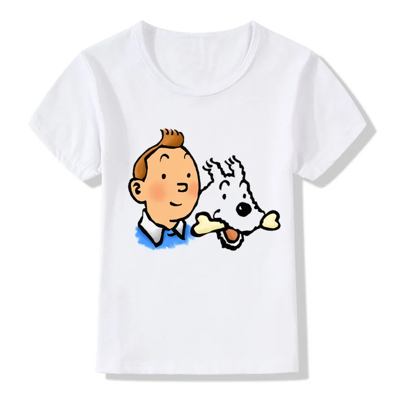 TinTin Приключения Классическая анимация детская смешная футболка для маленьких